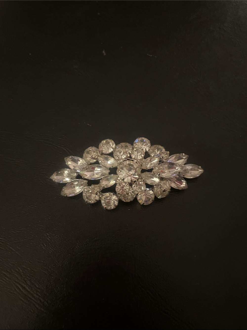Crystal Marquise Cluster Brooch - Clear Rhinestone Pin
